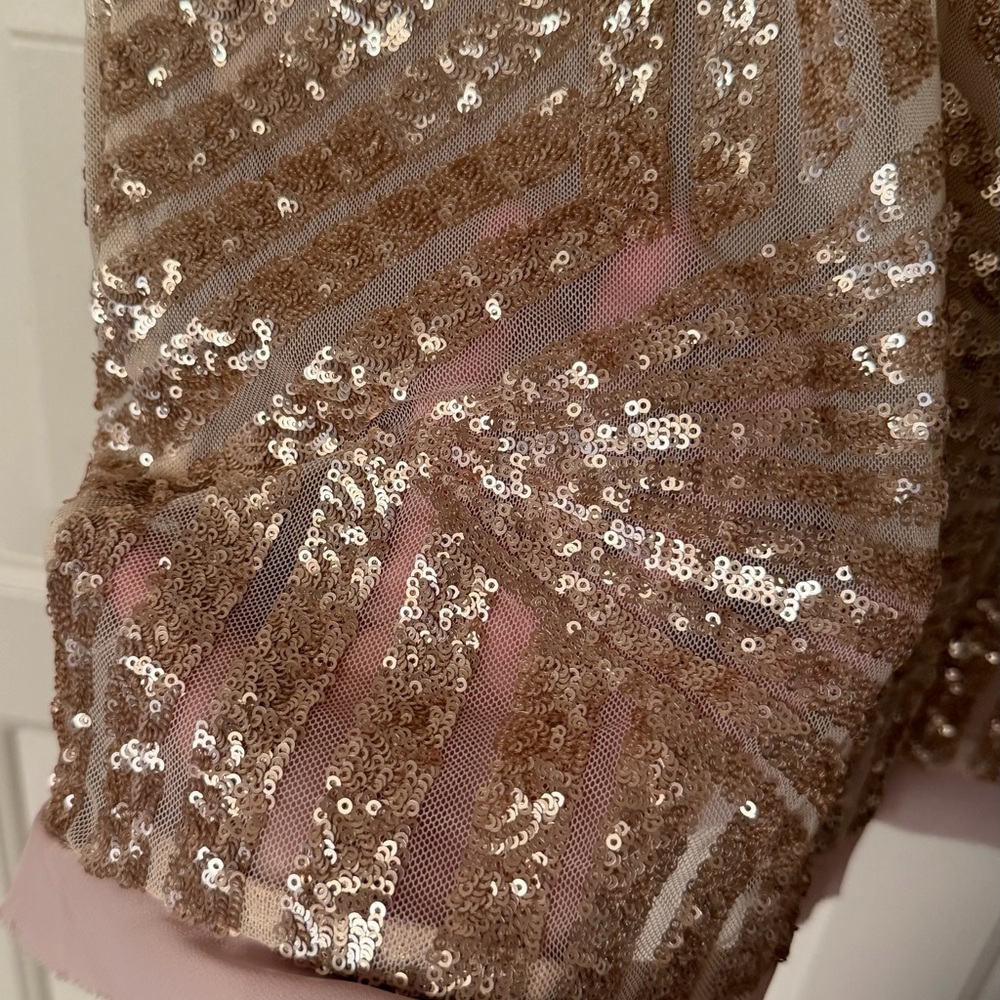 Vintage Vince Camuto Soft Gold Sequin Mini Dress size 8 - Picture 4 of 7